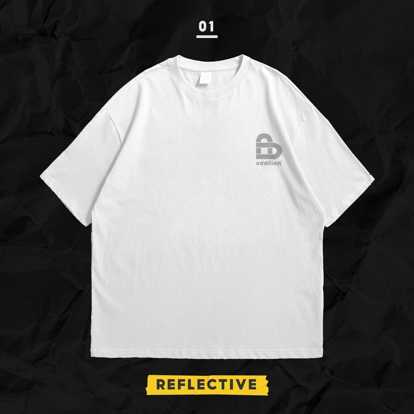 ADTN WHITE REFLECTIVE LOGO TEE